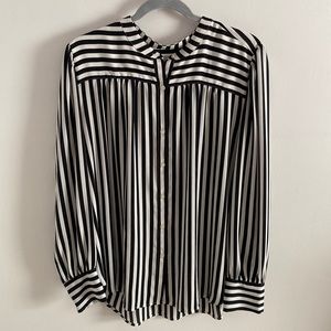 LOFT women’s size XL black and white pinstripe button down